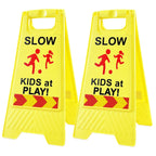 Slow Kids at Play Signs for Street, Double-Sided Text and Graphics with Reflective Tape, Children at Play Safety Sign for Neighborhoods Schools Park Sidewalk Driveway (2-Pack Green)