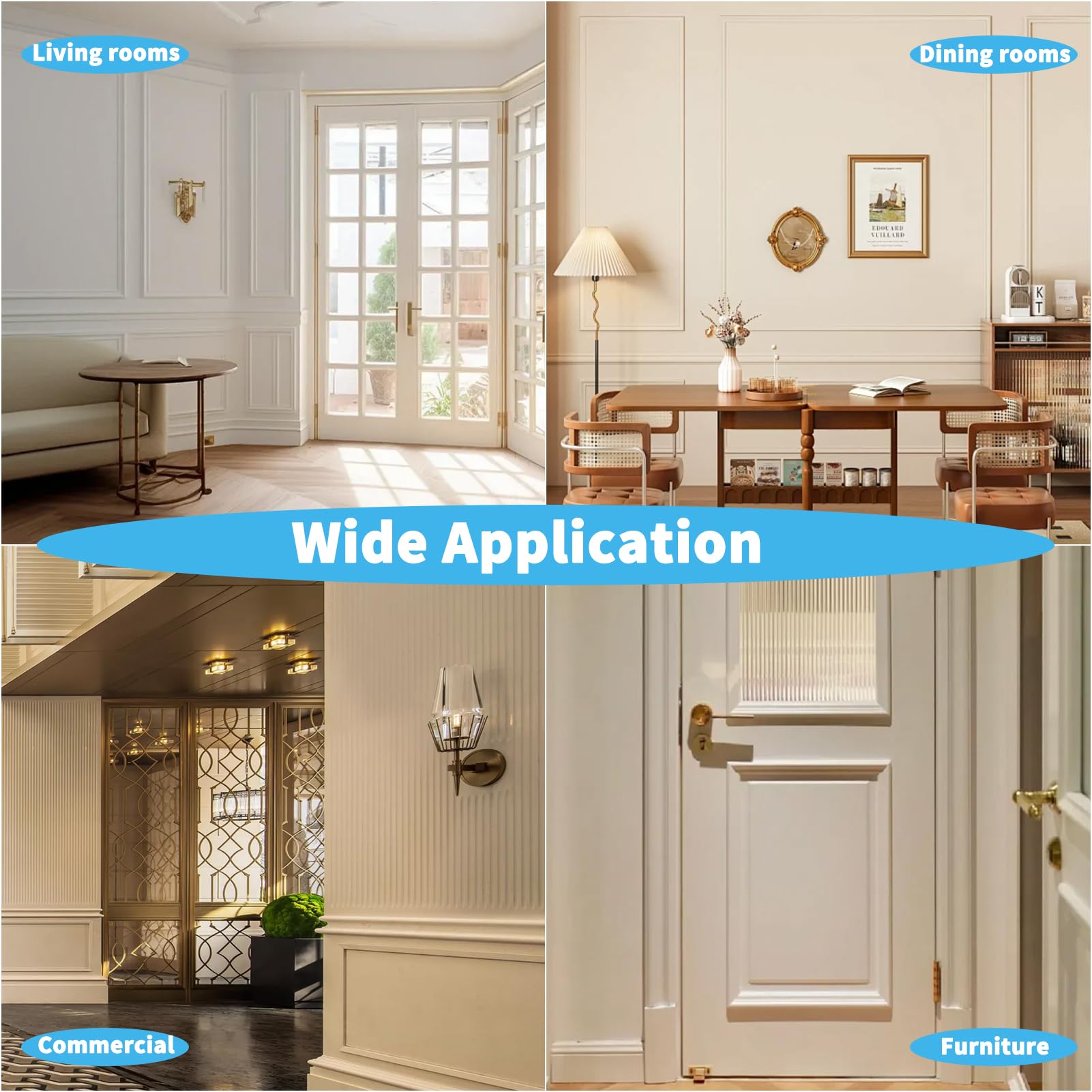 Art3d Pre-Cut Wall Molding Set of 3 pcs, Ready-to-Assemble Wainscoting Panels for Interior Wall Décor Living Room Bedroom Accent Wall - Installed with Glue, 3 Frames
