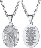 U7 St. Michael Necklace for Men Women Stainless Steel/18K Gold Plated Biblical Archangel Medal Round/Oval/Shield Patron Saint Christopher/Michael Pendant with 22" Box Chain