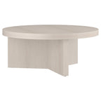 Henn&Hart 36" Fluted Round Wood Pedestal Low-Profile Coffee Table for Living Room, Family Room, or Office, Alder Brown