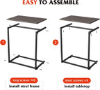 WLIVE C Shaped End Table, Small Couch Side Table for Coffee & Snack, Sofa Table That Slide Under for Living Room, Bedroom, 14.6 x 22.8 x 26.3 Inches, Grey