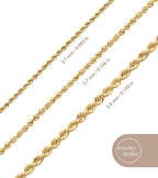 Jewelry Atelier Gold Chain Necklace Collection - 14K Solid Yellow Gold Filled Rope Chain Necklaces for Women and Men with Different Sizes (2.1mm, 2.7mm, or 3.8mm) - Grand Goldman