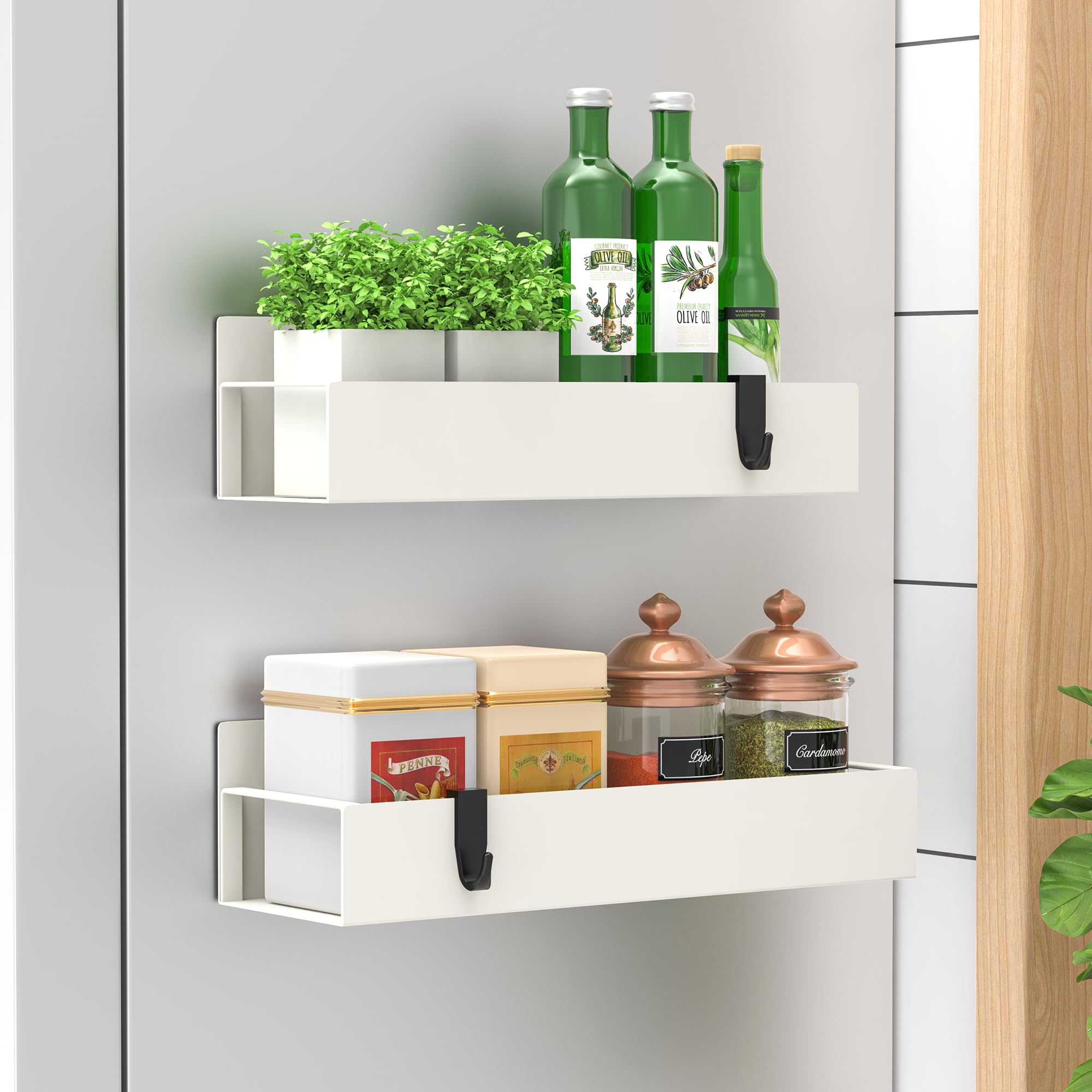 6 Pack Magnetic Spice Storage Rack Organizer for Refrigerator and Oven, Black Fridge Organizers and Storage