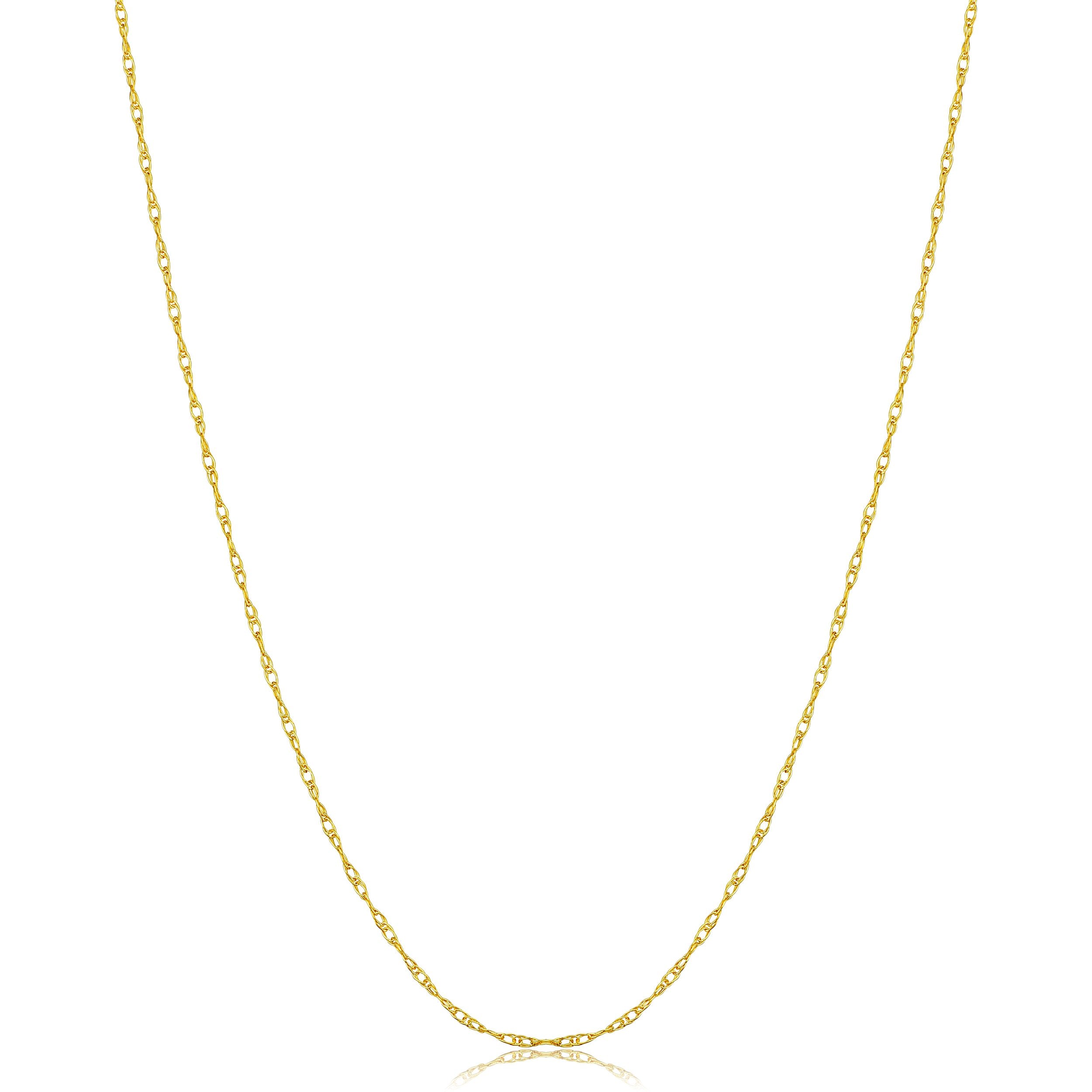 Colar Pingente Corrente Corda Ouro Amarelo 14k Kooljewelry (0,8 mm, 16 polegadas)