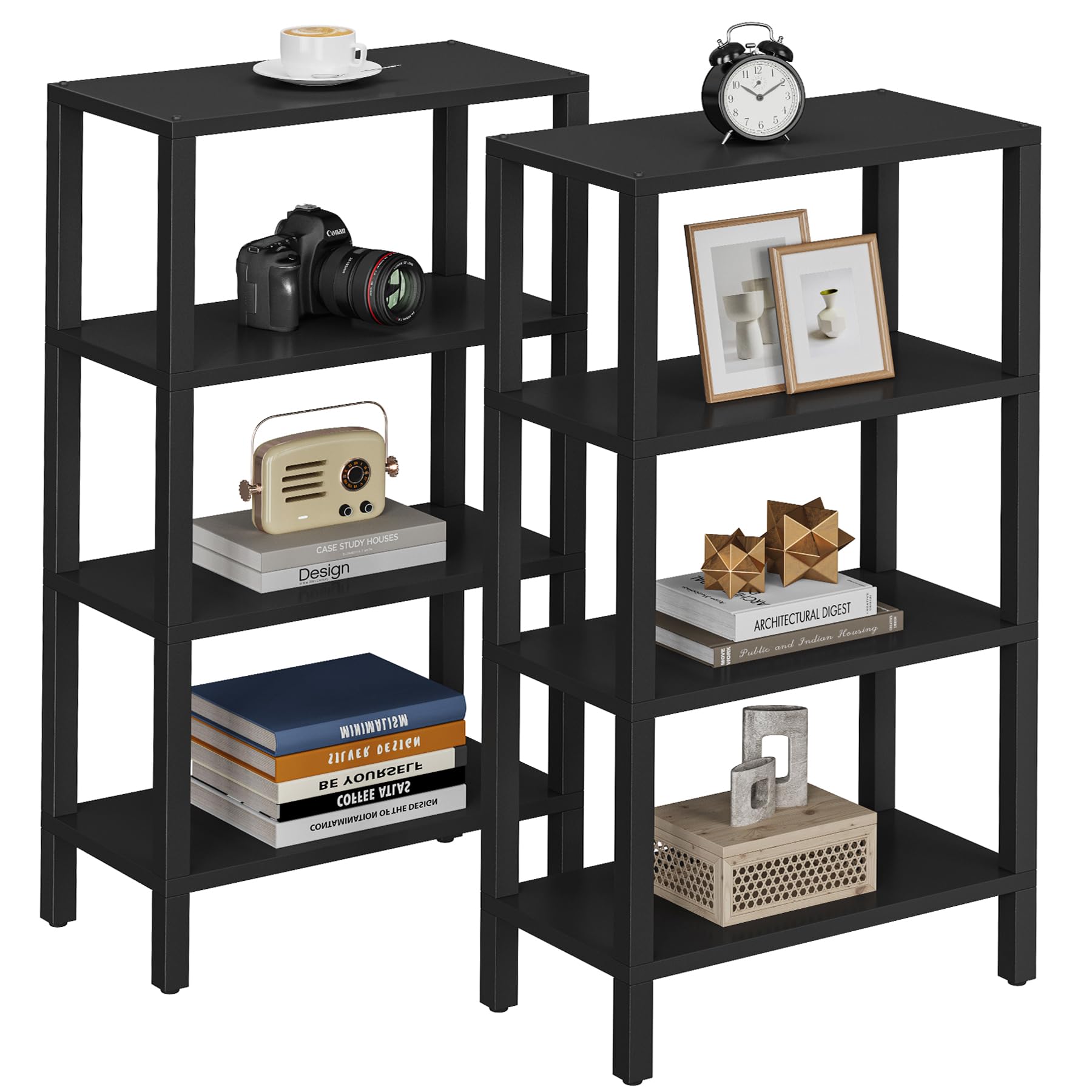 TUTOTAK Small Side Table, Narrow End Table, Skinny Sofa Table, Slim Nightstand, Couch Table, Living Room, Bed Room, Black TB01BK062