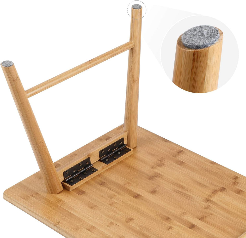 Nnewvante Coffee Table Foldable Bamboo Mid Century Desk TV Stand with Open Storage Shelf Center Table for Living Room Furniture RV No Assembly