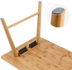 Nnewvante Coffee Table Foldable Bamboo Mid Century Desk TV Stand with Open Storage Shelf Center Table for Living Room Furniture RV No Assembly