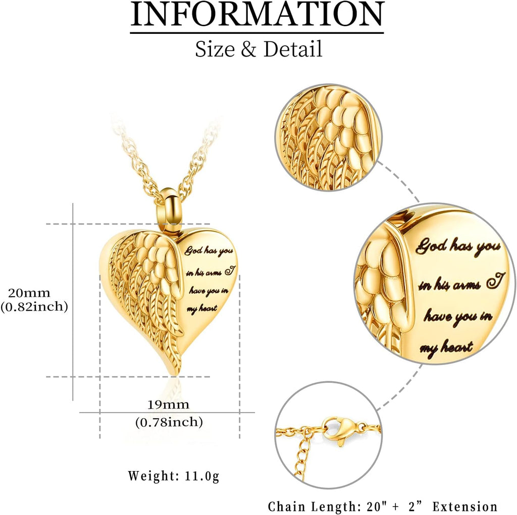 shajwo Cremation Heart Urn Necklace Ashes Jewelry for Women Men Keepsake Pendant Memorial Locket Ash Holder