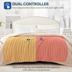 Sealy Electric Blanket Queen Size, Flannel & Sherpa Heated Blanket with 10 Heat Setting & 1-12 Hour Auto Shut Off, Fast Heating Blanket, Machine Washable, Beige, 84 x 90 Inch