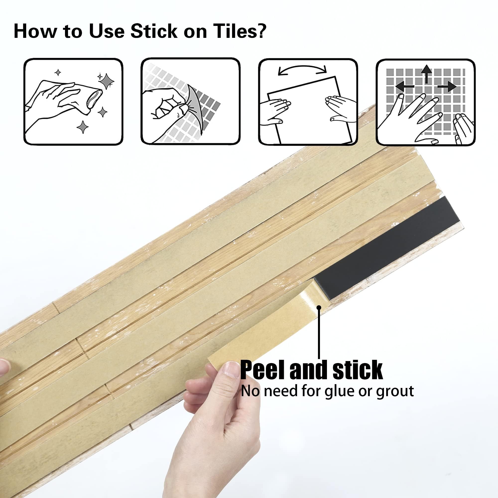 KASARO 9-Piece Peel and Stick Wood Panels for Interior Wall Decor, Long Real Wood Solid Shiplap Accent Adhesive Planks for DIY Project, 11 sq. ft, White, 5" x 35"