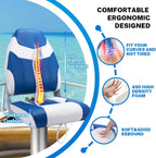 Dreizack Boat Seats 2 Packs, Folding High Back Fishing Waterproof Universal Pontoon Boat Seat Bass Tracker Boat Chairs with Stainless Steel Screws, Aluminum Hinges and Thickened Cushion