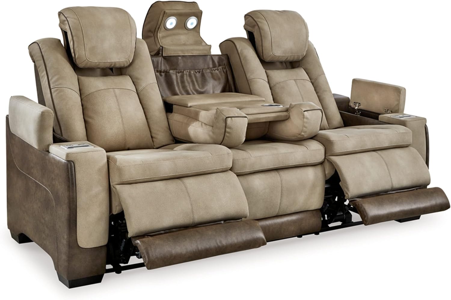 Signature Design by Ashley Next-Gen DuraPella Power Reclining Sofa with Adjustable Headrest, Sand