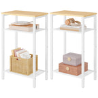 Hoctieon 3 Tier End Table, Telephone Table, Tall Side Table with Storage, Small Nightstand for Small Spaces, Metal Frame, For Living Room, Bedroom, Sofa Couch, Hall, Easy Assembly, Black