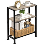 Narrow Side Table for Small Space, 2-Tier Small End Table with Shelf Holder, Slim Nightstand, Skinny Snack Couch Table in Living Room, Bedroom, Study, Kitchen and Balcony (Rustic Brown &Black)