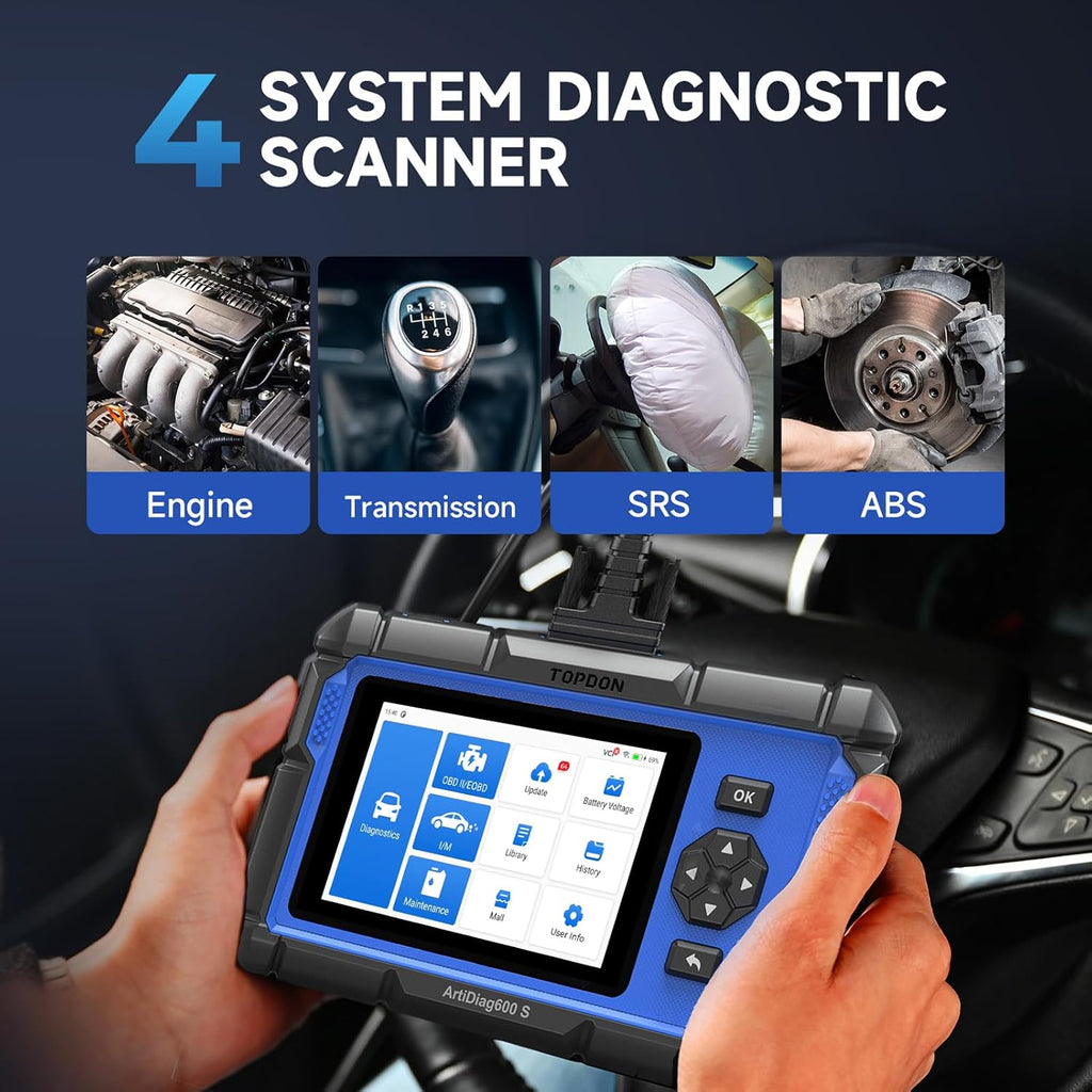 OBD2 Scanner TOPDON AD600S Scan Tool, Code Reader, Diagnostics Scanner for ABS/SRS/AT/Engine, 9 Reset Services, Oil/Brake/BMS/SAS/DPF/TPMS/ETS Reset/ABS Bleeding/Injector Coding, Free Lifetime Upgrade
