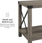 Walker Edison Sedalia Modern Farmhouse Metal X Side Table, 18 Inch, Grey Wash