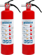 2 Pack ABC Dry Chemical Fire Extinguishers, 2.5 lb 1A:10B:C Rating for Home, Car, Boat, Quick Release Handle, Compact & Portable Dry Powder extinguisher