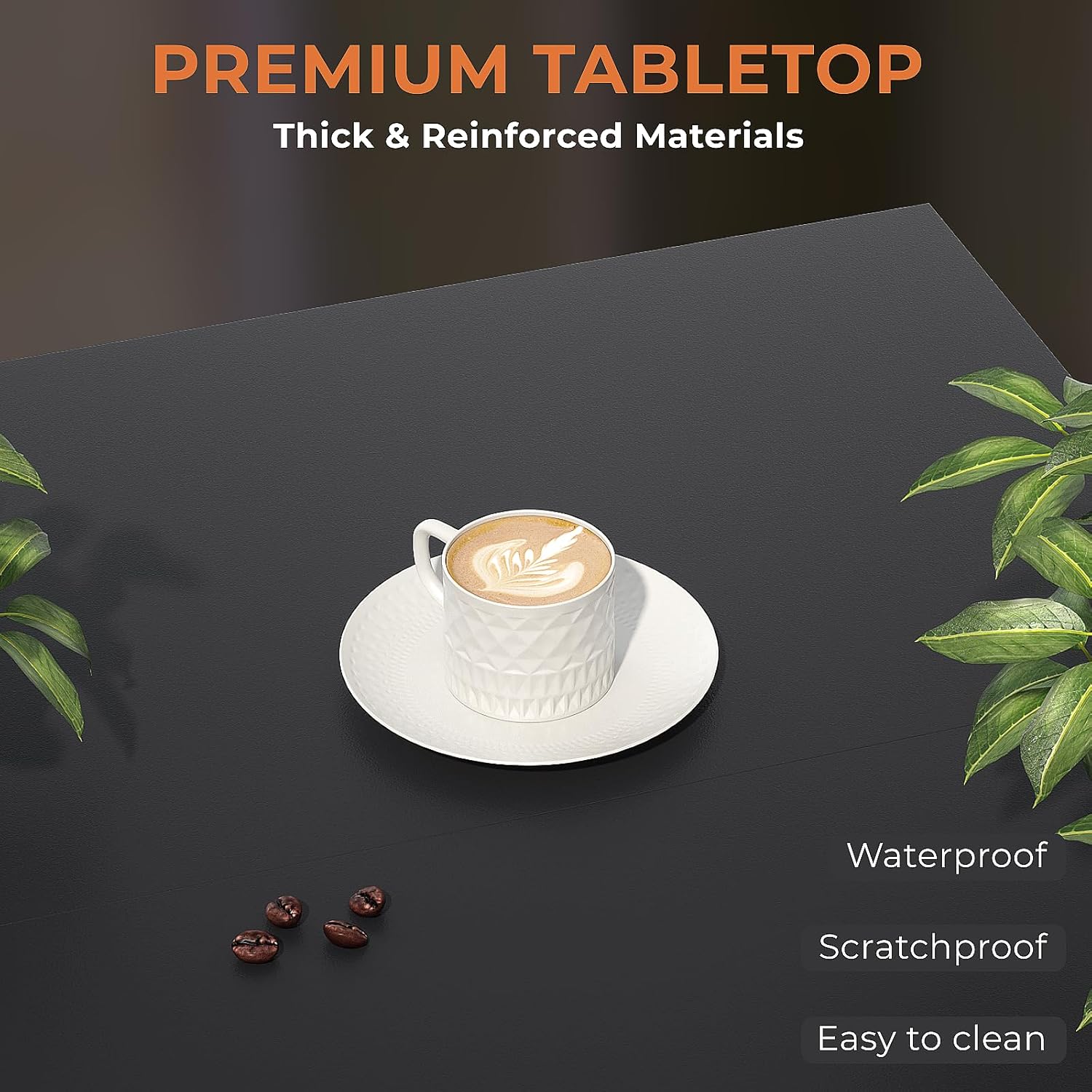 GreenForest Coffee Table with Storage for Living Room, Small Square Center Tables with Seamless One-Piece Tabletop Farmhouse Style, Black