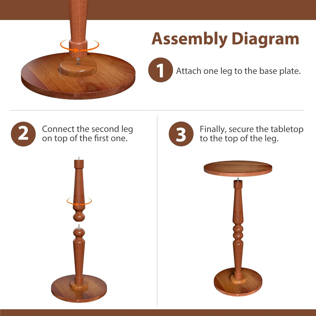 Small Wood Round Side Table - Modern Accent Nightstand Pedestal Table for Living Room, Bedroom - Compact Coffee Table, Tea Table, Drink Table, End Table for Small Spaces, Corners, Office