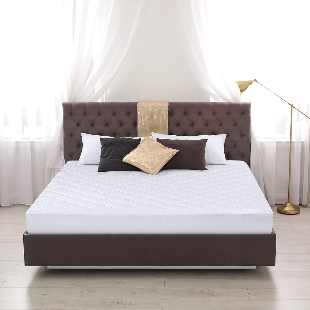 Utopia Bedding Quilted Fitted Mattress Pad, Queen Size, Elastic Fitted Mattress Topper Protector and Cover with Deep Pocket Stretches up to 16 Inches, Machine Washable (White)