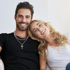 Fiusem 2 Pcs Cross Necklace Chain for Men and Women, Layered Mens Cross Necklaces Stainless Steel Pendant Cuban Link Rope Chain 16-26 Inch