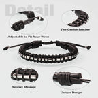 Btysun Valentiens Day Gifts for Him, Inspirational Gifts for Men Morse Code Bracelets Leather Bracelet Birthday Dad Encouragement Secret Message Jewelry