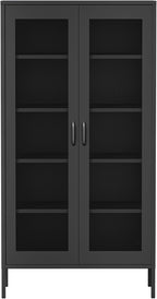 71 Farmhouse Metal Wardrobe Closet with Hanging Rod, 2 Barn Doors, Adjustable Shelves, Steel Armoire with Drawer for Home, Bedroom - Grand Goldman