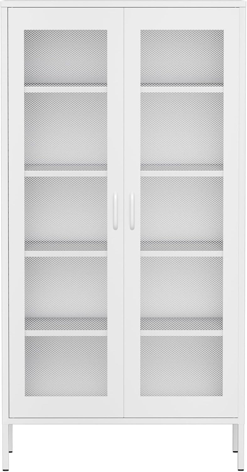 71 Farmhouse Metal Wardrobe Closet with Hanging Rod, 2 Barn Doors, Adjustable Shelves, Steel Armoire with Drawer for Home, Bedroom - Grand Goldman