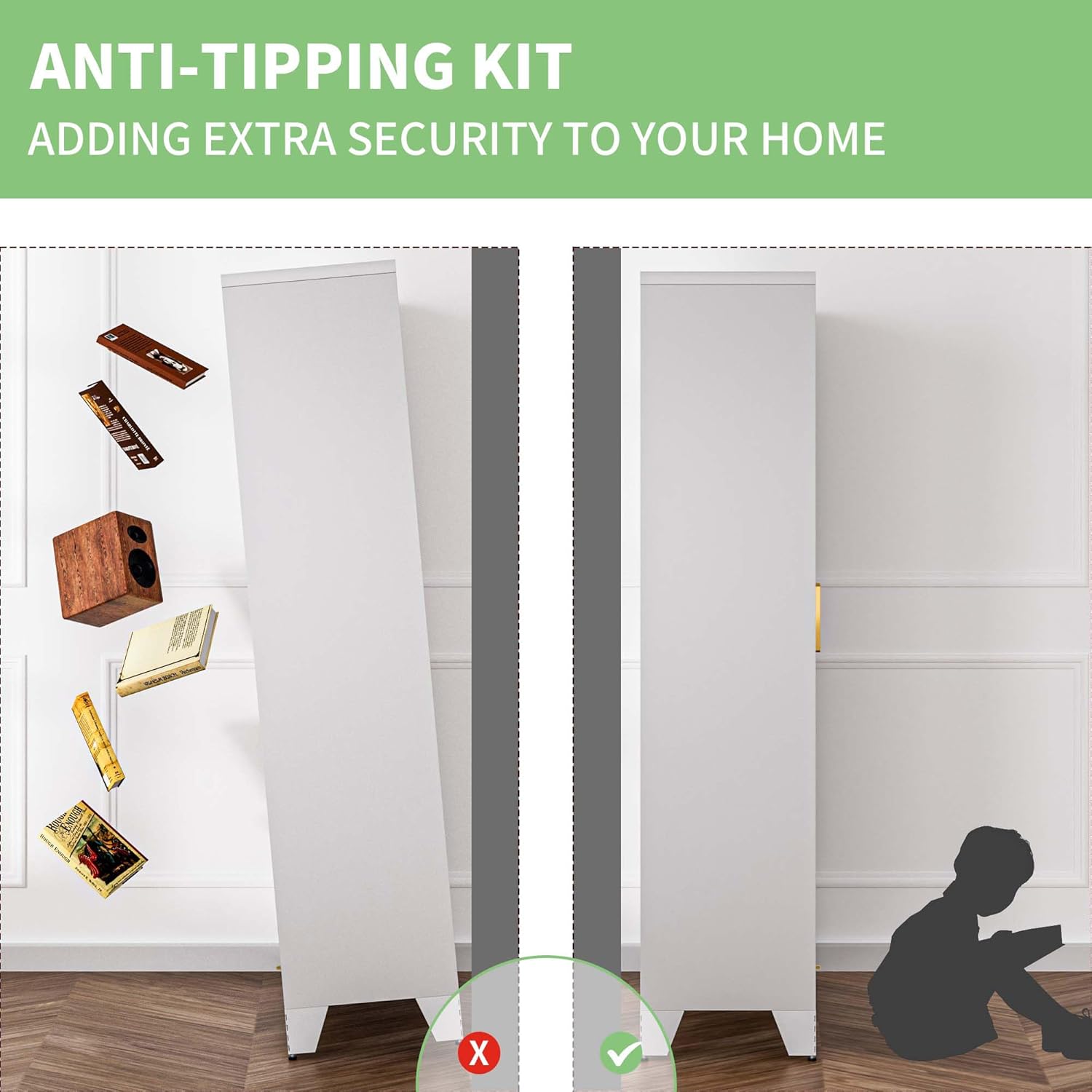 71 Farmhouse Metal Wardrobe Closet with Hanging Rod, 2 Barn Doors, Adjustable Shelves, Steel Armoire with Drawer for Home, Bedroom - Grand Goldman