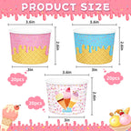 REDWORD 60PCs Ice Cream Bowls, 9oz Ice Cream Containers Disposable Paper Bowls Sundae Cups Dessert Soup Containers for Ice-cream Party Decorations Summer Party Decorations