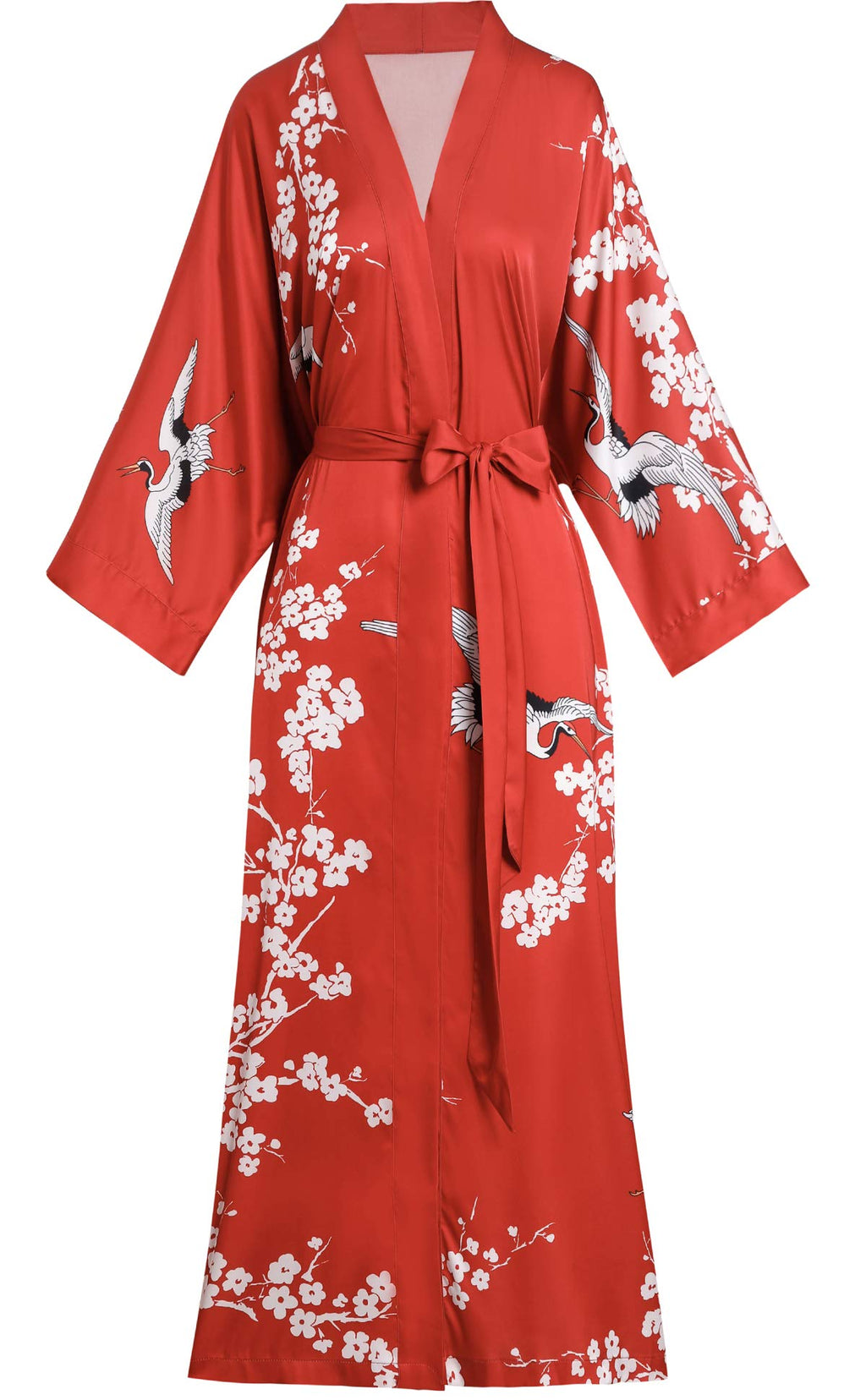 Aensso Long Soft Lightweight Silky Kimonos Robes for Women, Luxury Japanese Floral Womens Kimono Robe