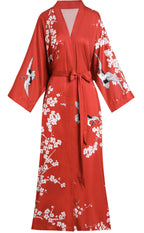 Aensso Long Soft Lightweight Silky Kimonos Robes for Women, Luxury Japanese Floral Womens Kimono Robe