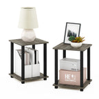 Furinno Simplistic Set of 2 End Table, Espresso/Black