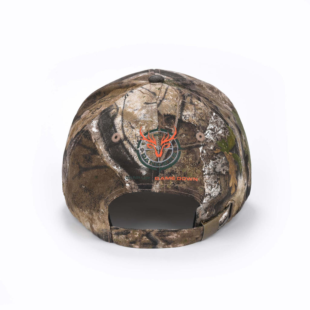 Bell Rangers Realtree APX Camo Baseball Cap Hat for Men and Women 100% Cotton Twill (Peached) (US, Alpha, One Size, Plain Cap with Green Visor)