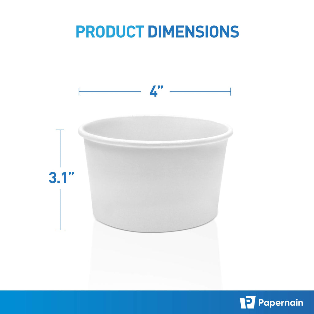 Papernain [12 oz, 100 Stück, weiße Papp-Einweg-Eisbecher, Dessertschalen