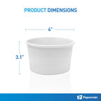 Papernain [12 oz, 100 Stück, weiße Papp-Einweg-Eisbecher, Dessertschalen