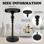 Black Metal Martini Table 9.5 x 9.5 x 20.5 Inches Round Drink Tables Decorative Pedestal Side Desk for Small Spaces Cocktail Drink Holder Stand Small End Shelf for Living Room Bedroom