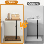 IBUYKE C Shaped Side Table, 360° Swivel Height Adjustable End Table for Small Spaces, with Phone & Tablet Slot, Modern Small Coffee Snack Table for Sofa/Bed, Retro Brown UTVT003H