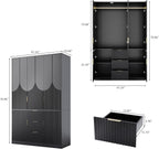 71" Wardrobe Armoire Wooden Closet with 3 Doors and 3 Drawer, Bedroom Armoire with Hanging Rod Shelf, Wooden Wardrobe Combination for Hanging Clothes, Large Capacity Storage Wardrobe Armoire - Grand Goldman