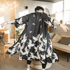 HAORUN Men Japanese Kimono Coat Loose Yukata Outwear Long Bathrobe Tops Vintage