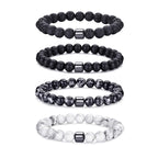 RANKEEF Tiger Eye Bracelet For Men 8MM Natural Stone Stretch Adjustable Black Crystal Beaded Bracelet for Men Women Gifts