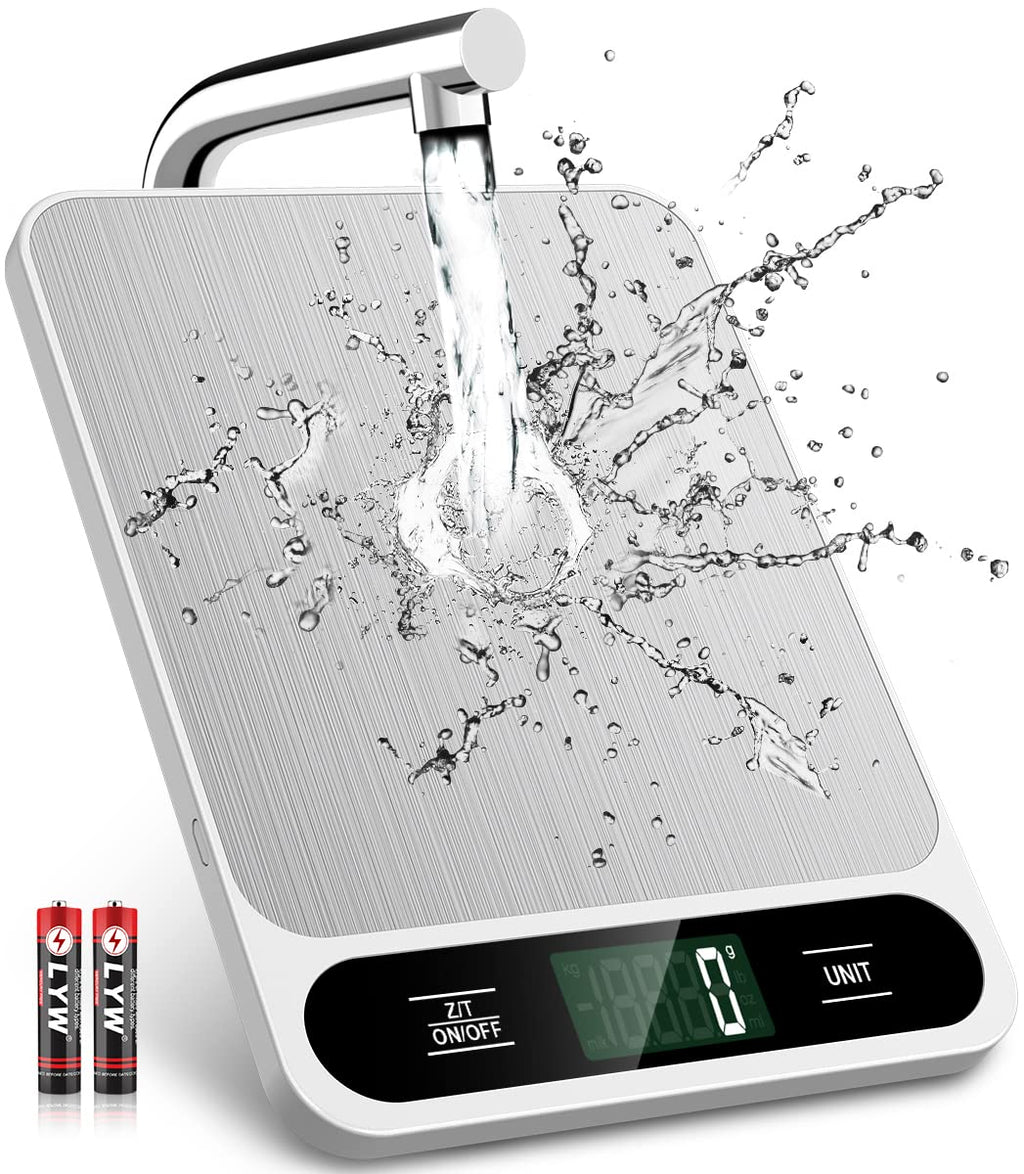 Mik-Nana Food Scale, 10kg/22lb Digital Kitchen Scale Weight Grams and Ounces for Baking Cooking Coffee Package Postage, 6 Units with Tare Function, LCD Display, Easy Clean Stainless Steel
