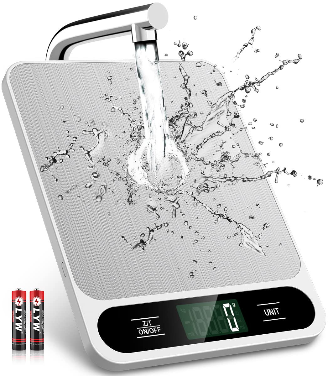 Mik-Nana Food Scale, 10kg/22lb Digital Kitchen Scale Weight Grams and Ounces for Baking Cooking Coffee Package Postage, 6 Units with Tare Function, LCD Display, Easy Clean Stainless Steel