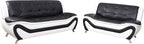 Beverly Fine Furniture 3 Piece Aldo Modern Sofa Set, Black/White