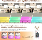 Square Lift Top Coffee Table with Storage, White Led Coffee Table for Living Room with Large Hidden Storage, 30.7" Wood Table Led Center Table for Dining Reception Room