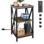 End Tables Living Room Set of 2 Farmhouse, Side Table with Storage Shelf, 16" W x 12" D x 24" H, 3 Tier Side Table Set of 2, X-Shaped Night Stands for Bedrooms, Coffee Table