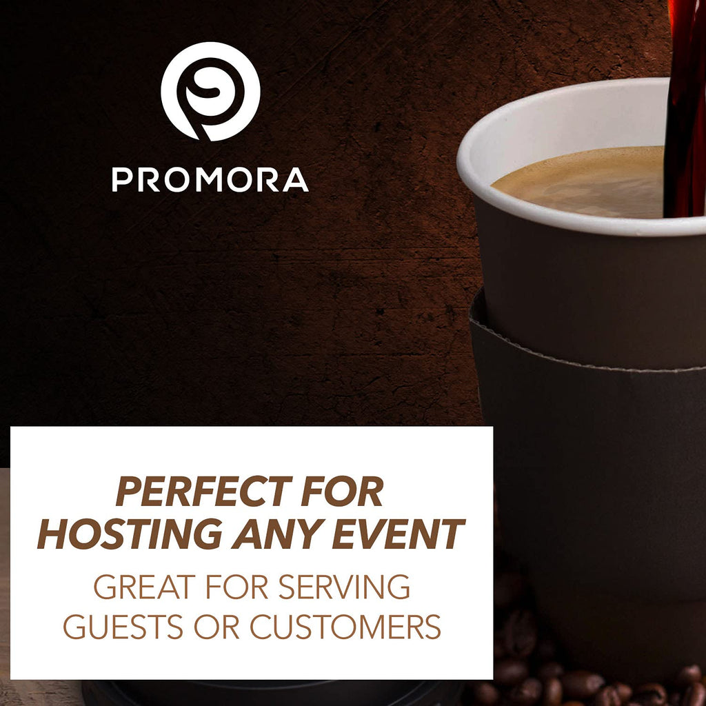 Promora 12 oz Brown Disposable Coffee Cups with Lids & Sleeves, Hot Coffee Cup Sleeves Disposable, Premium Insulated To Go Coffee Paper Cups with Lids & Sleeves (12 oz, Pack of 80) Brown and Black