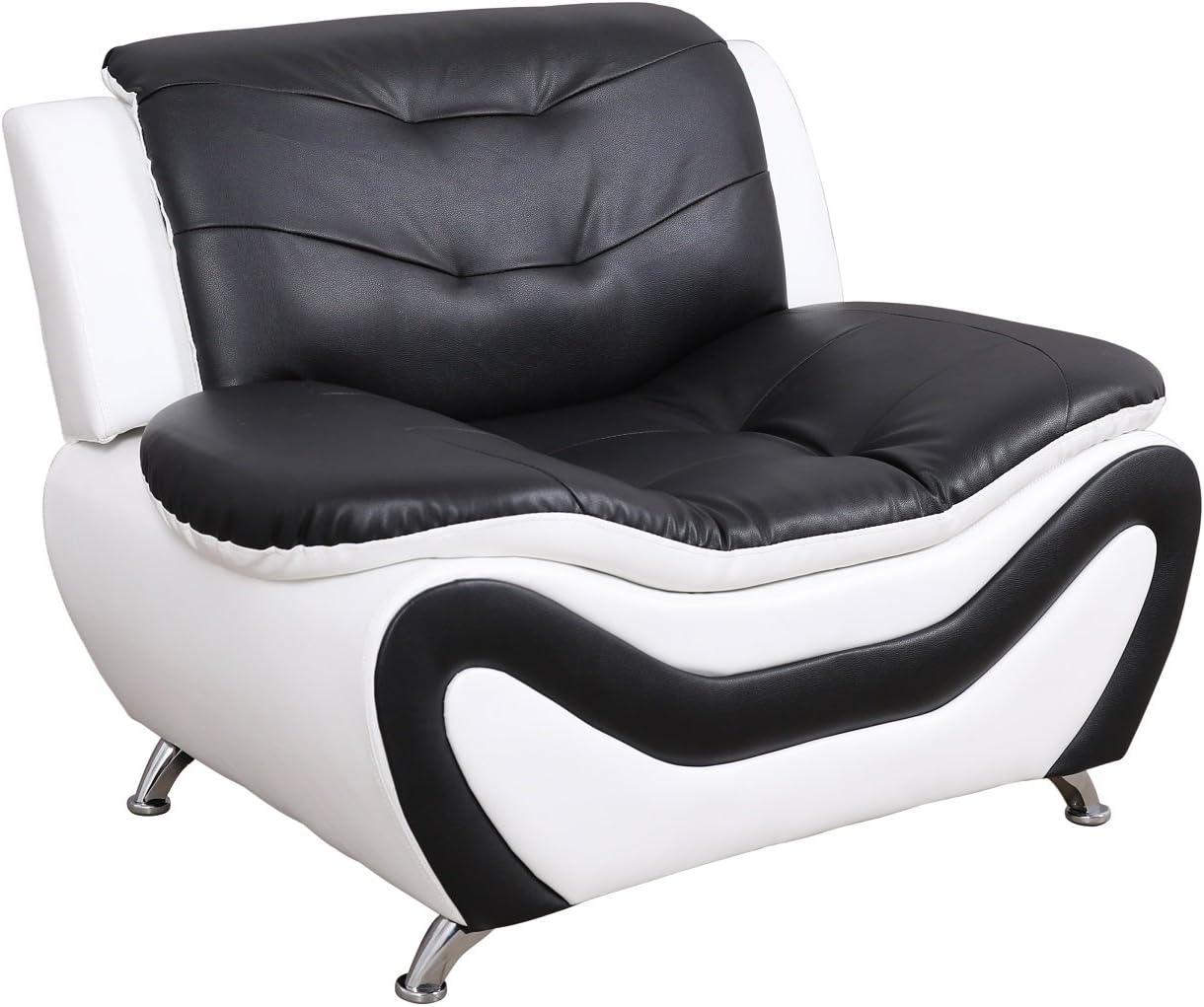 Beverly Fine Furniture 3 Piece Aldo Modern Sofa Set, Black/White