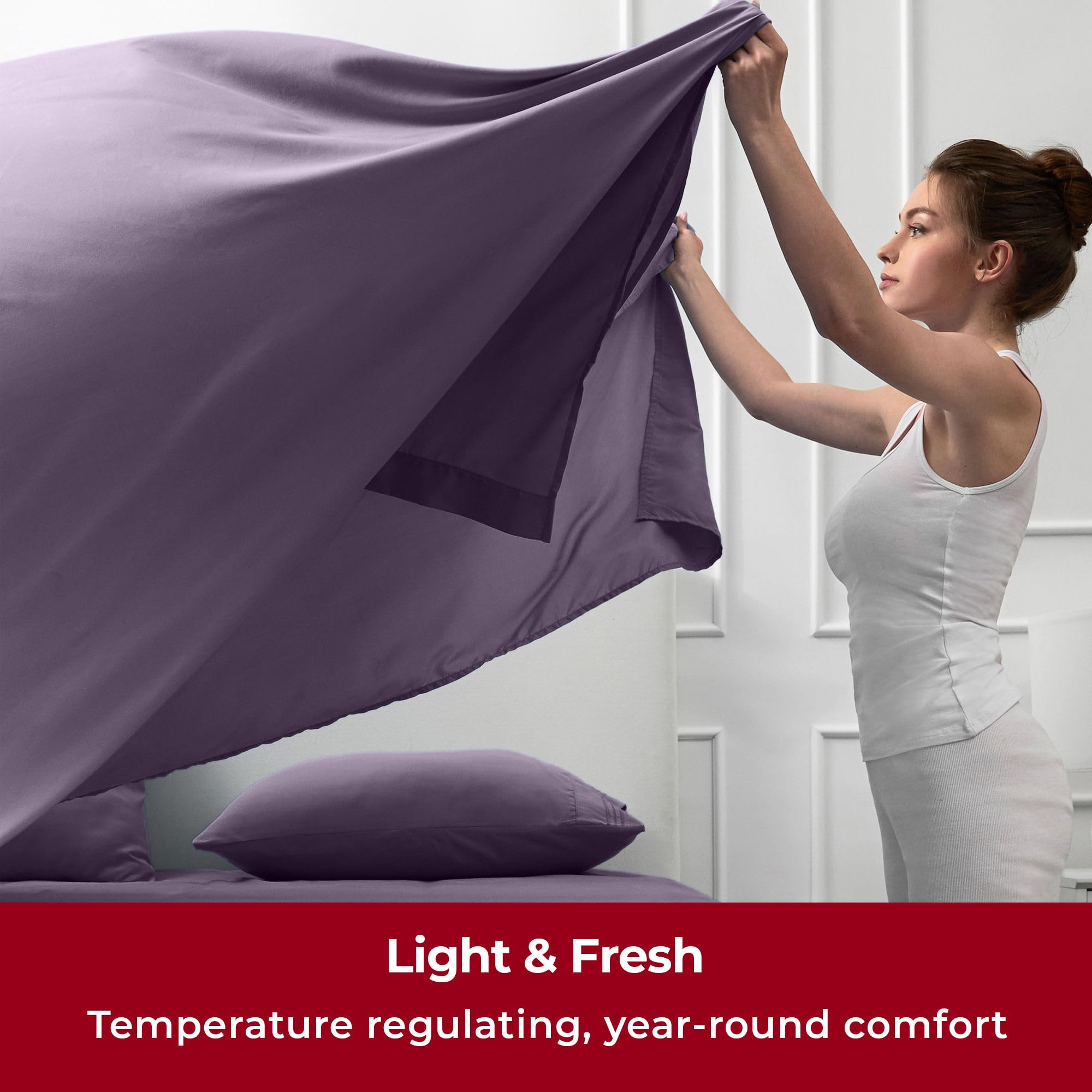 Mellanni Queen Sheets Set - 4 PC Iconic Collection Bedding Sheets & Pillowcases - Hotel Luxury, Extra Soft, Cooling Bed Sheets - for Women, Men, Kids & Teens (Queen, White)