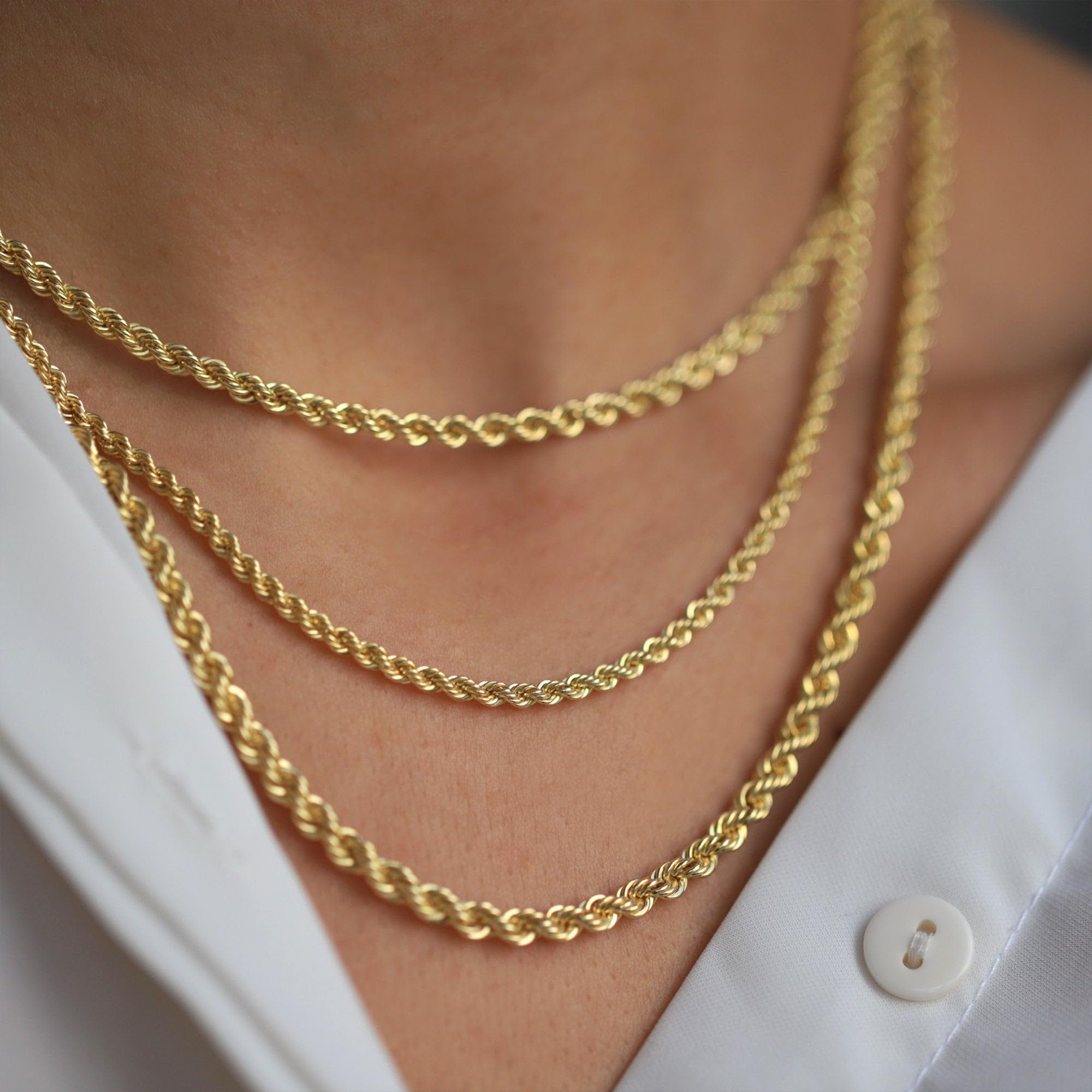 COLLANA A CATENA A CORDA IN ORO GIALLO SOLIDO 14K ITALIANO WGS PER UOMINI E DONNE TAGLIO DIAMANTE CON CHIUSURA A GRANCHIO REGALI DI GIOIELLERIA IN ORO VERO ITALIANO 14K (22 POLLICI, 2,5MM)